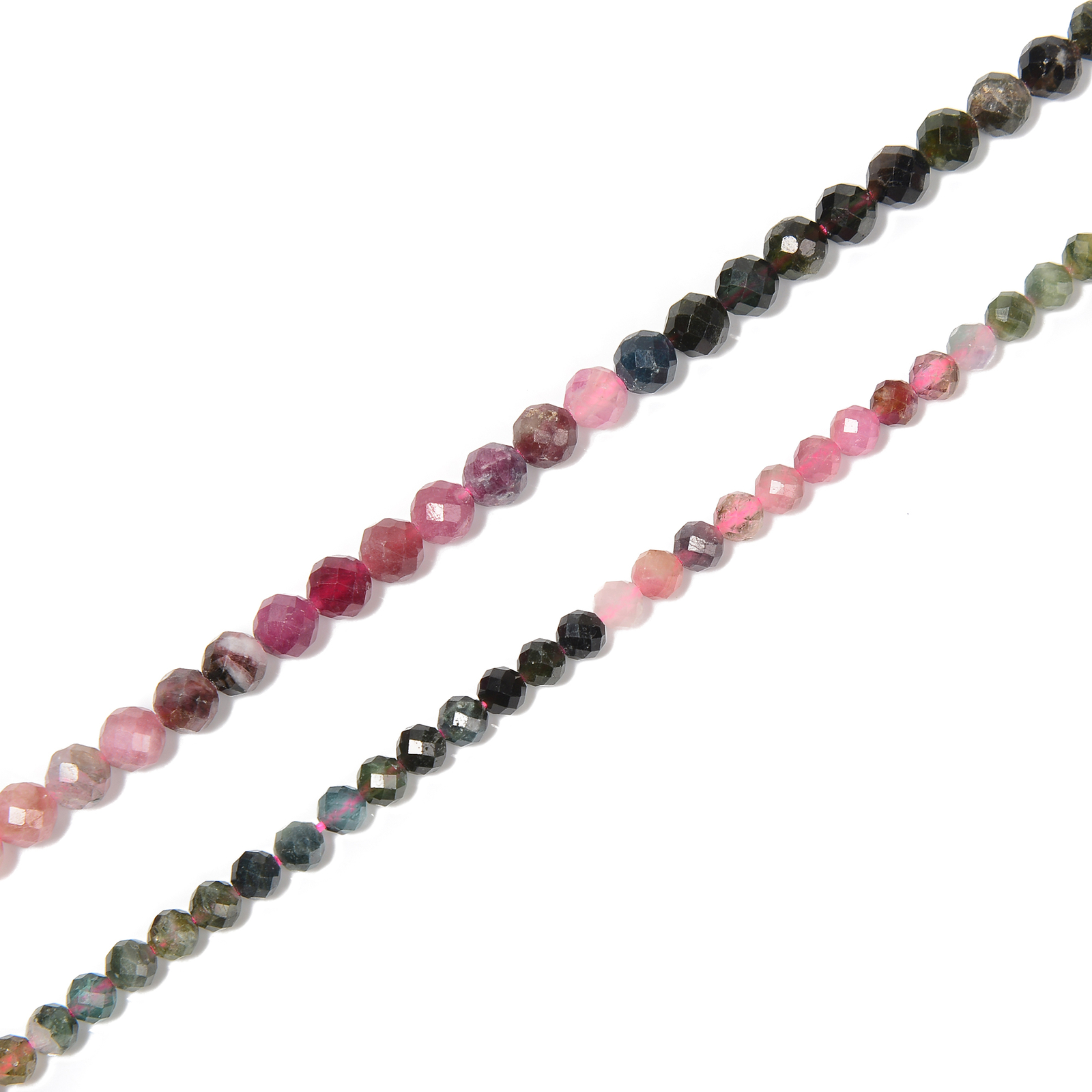 Natural Gradient Multi Color Tourmaline Faceted Round 3.5mm 4.5mm 15.5” Strand