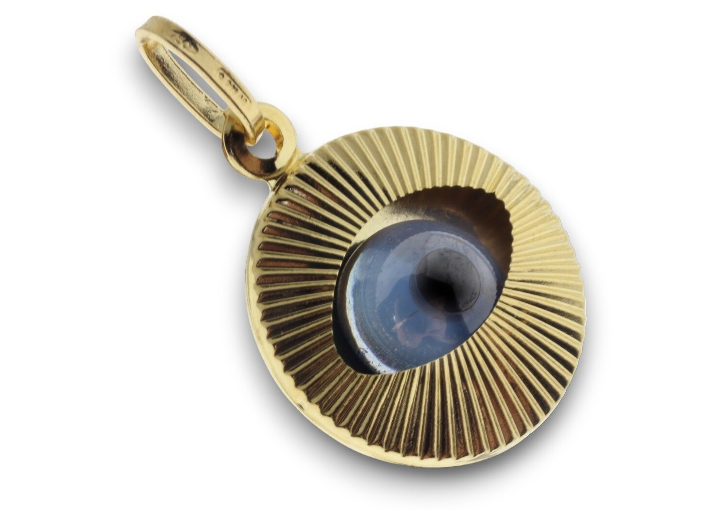 Good Luck Charm Pendant Evil Eye Amulet ALLAH 18kt 750/1000 Yellow Gold Unisex