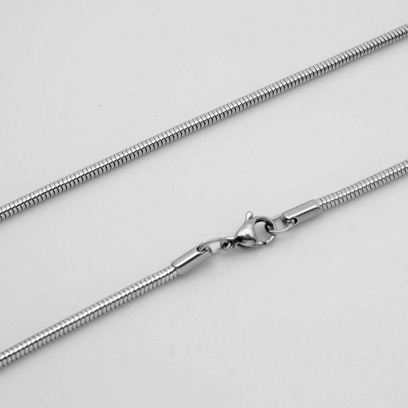 DIY Stainless Steel Silver Round Snake Pendant Chain Necklace Women Men 16-30”