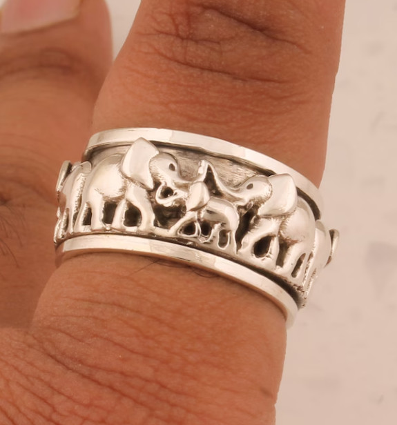 Elephant’s 925 Silver Spinner Ring Handmade Sterling Band Ring All Size SR388