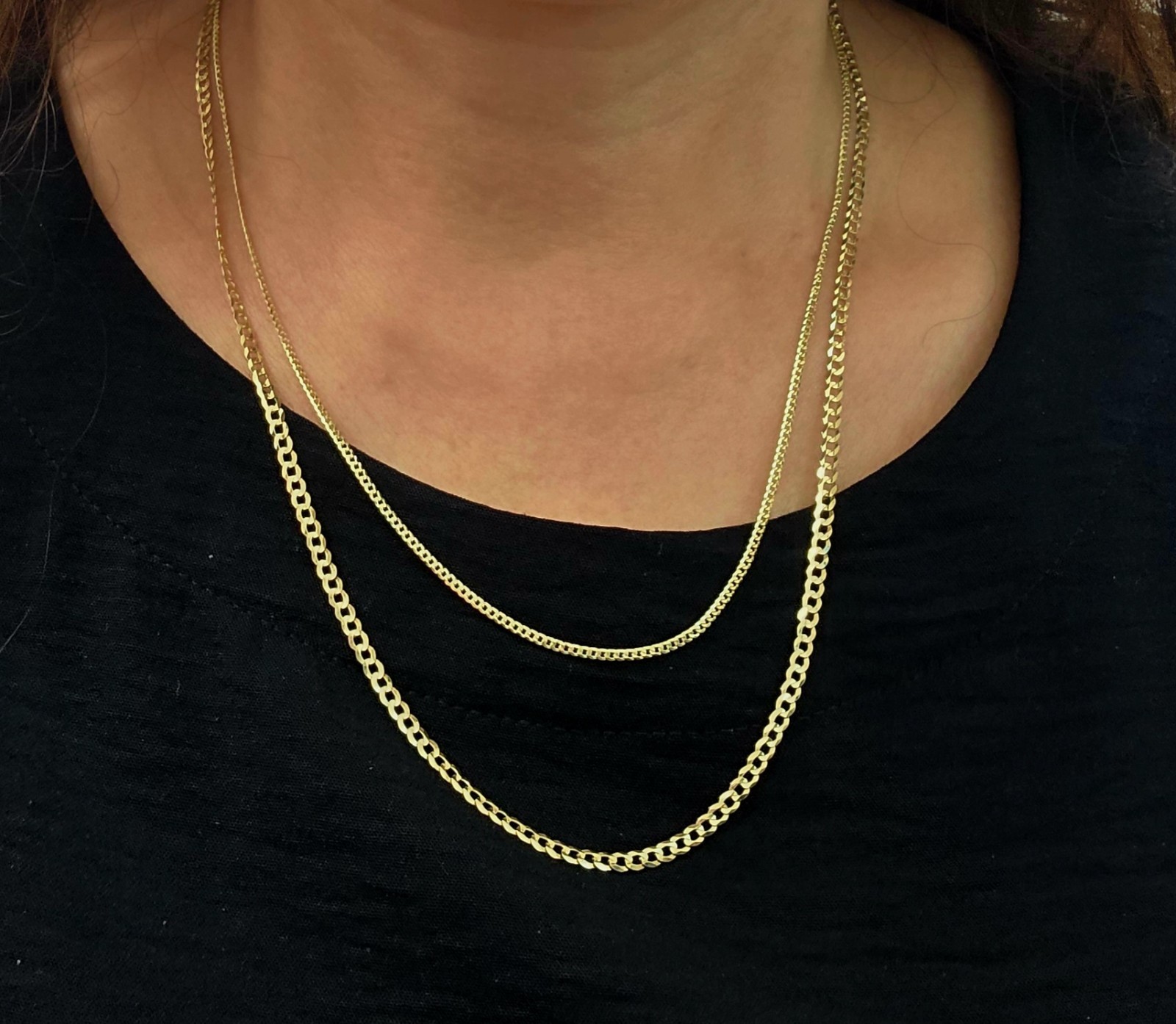10K Yellow Gold Solid Cuban Link Chain Curb Necklace Bracelet 1.8mm-10mm 7″~30″