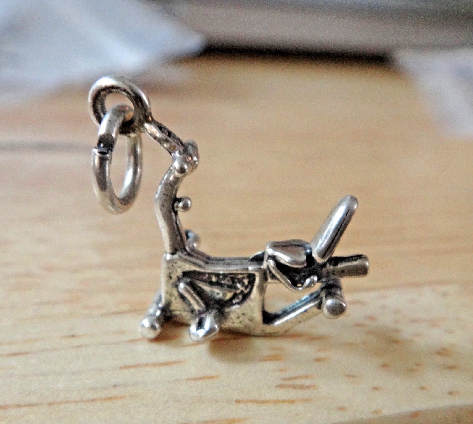 Sterling Silver 3D 16x14mm Recumbent Exercise Bike Bicycle Charm