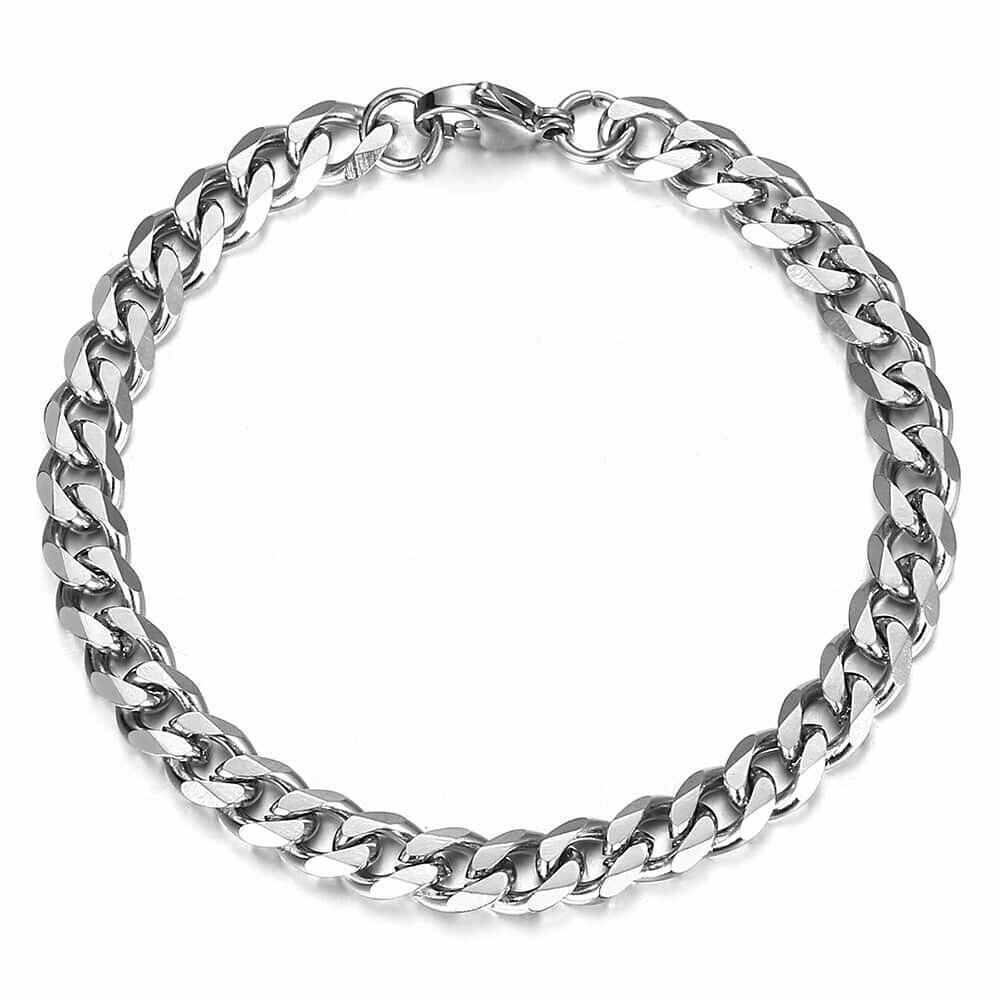 Mens Womens 3/5/7/9/11MM Cuban Curb Bracelet Chain Stainless Steel Multi-sizes