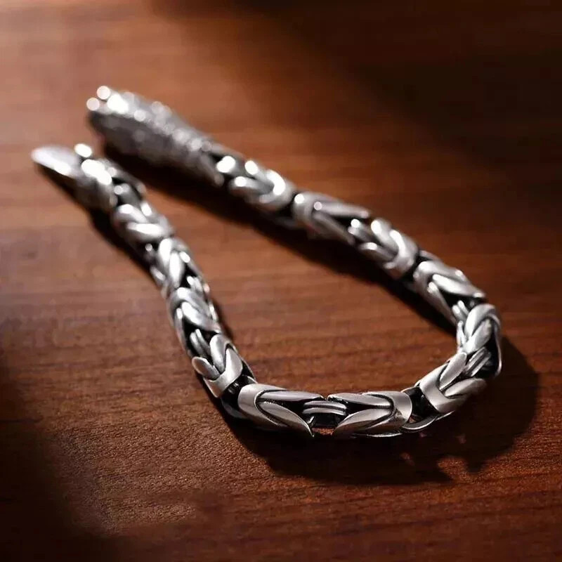925 Sterling Silver Bangle Bracelet Chain Popular Vintage Bracelets Mens Gift