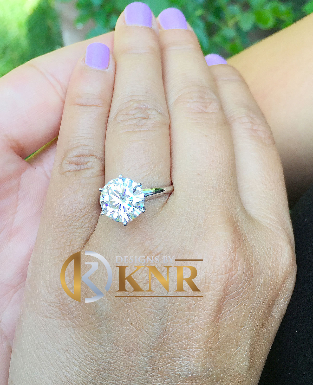 14K SOLID WHITE GOLD 5.00 CARAT ROUND CUT MOISSANITE SOLITAIRE RING SIX PRONG