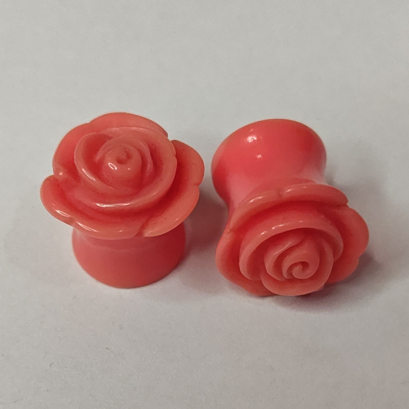 Pink Rose Flower Acrylic Ear Plug Pair for Lobe Gauges Unisex Adults
