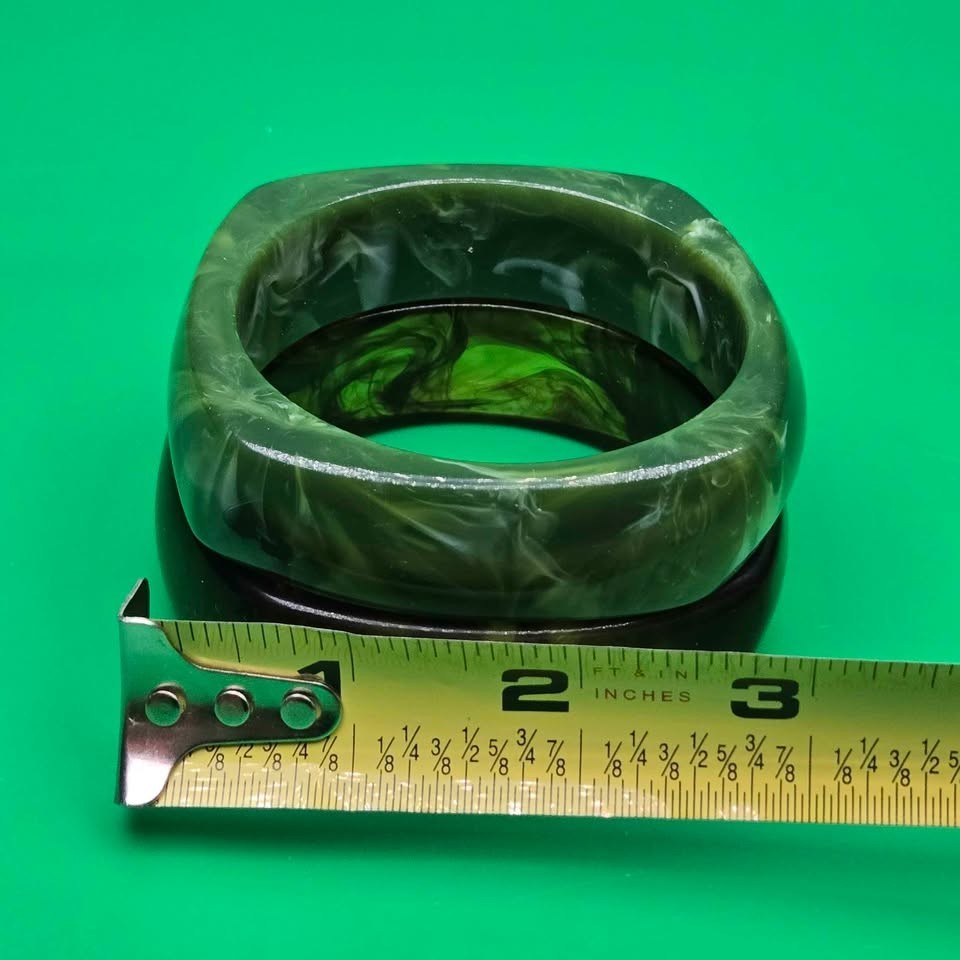 Chunky Square Bangles Acrylic Resin Marbled Geometric [T66]