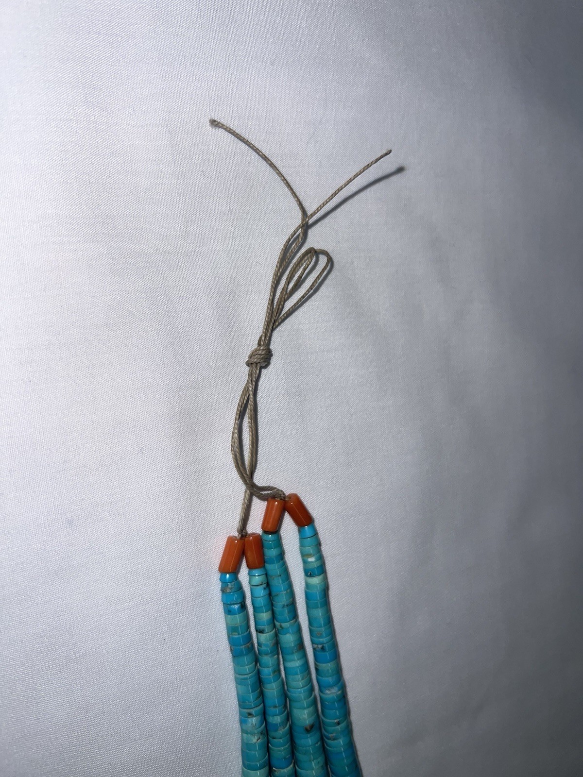 Native American Turquoise Heishi Bead Multi-Strand Necklace, Sterling Pendant