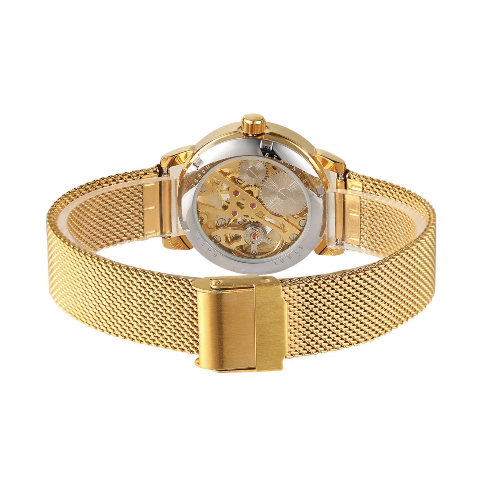 Forsining Womens Automatic Transparent Skeleton Luxury Watch Mesh Band Gift Idea