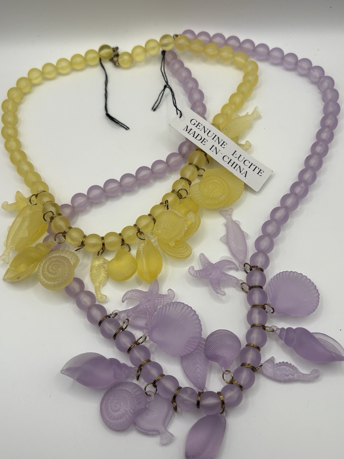 Ahura Cale Collection Lucite Bead Necklace Set Yellow Purple Sea Life, China