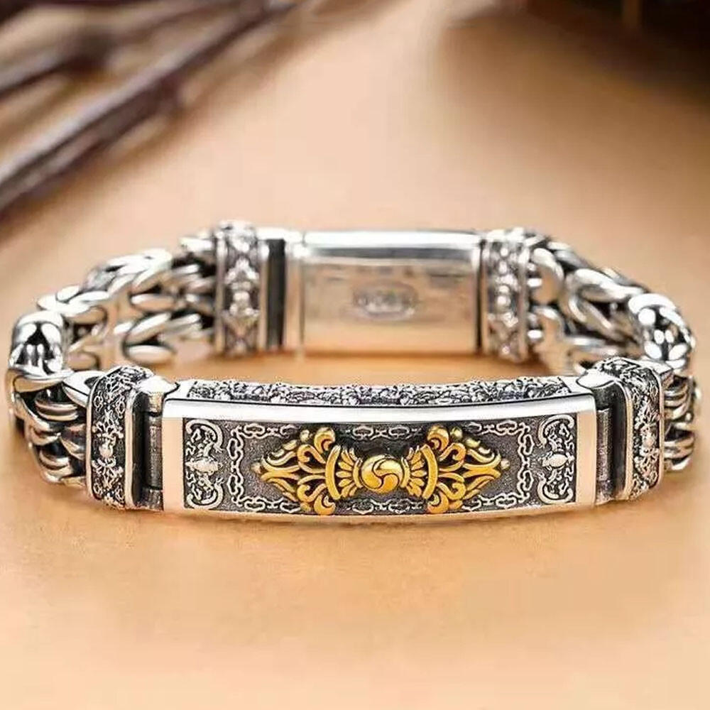 18cm Silver Plated Bangle Bracelet Chain Popular Vintage Jewelry Men’s Gift HOT