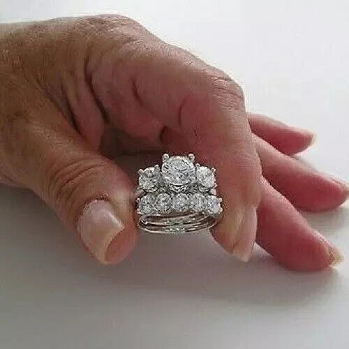 3CT Round Cut Lab-Created Diamond 14K White Gold Finish Engagement Bridal Ring