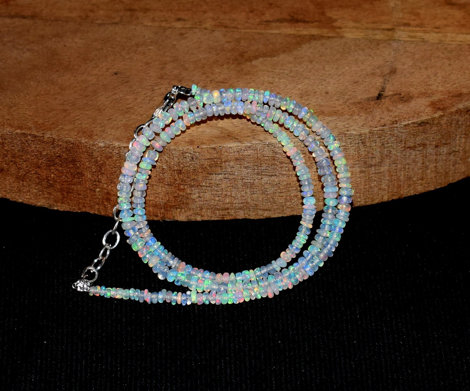 Natural Ethiopian Welo Opal Fire Beads Necklace 16″ Gemstone Jewellery