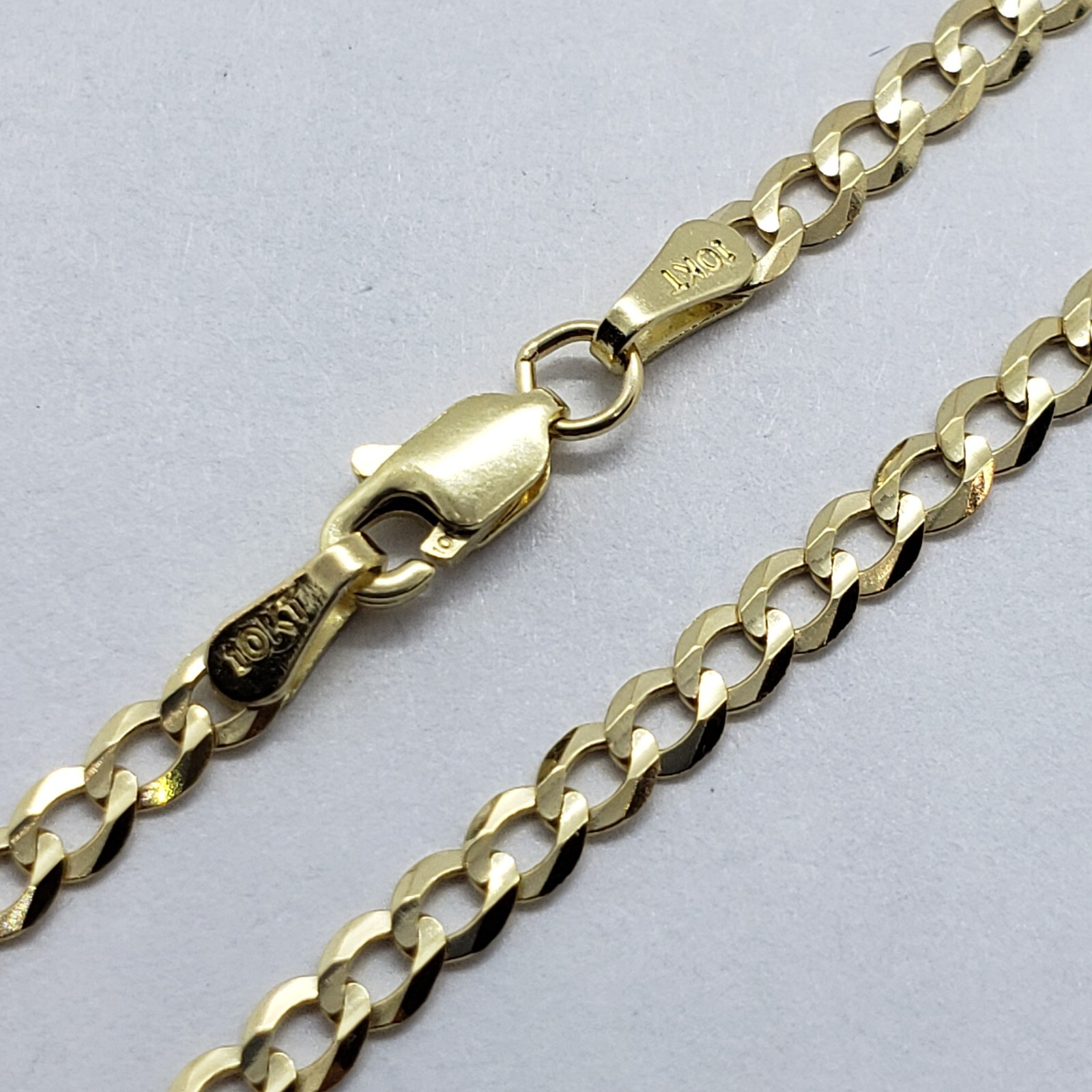 10K Yellow Gold Solid Cuban Link Chain Curb Necklace Bracelet 1.8mm-4mm, 7″~30″