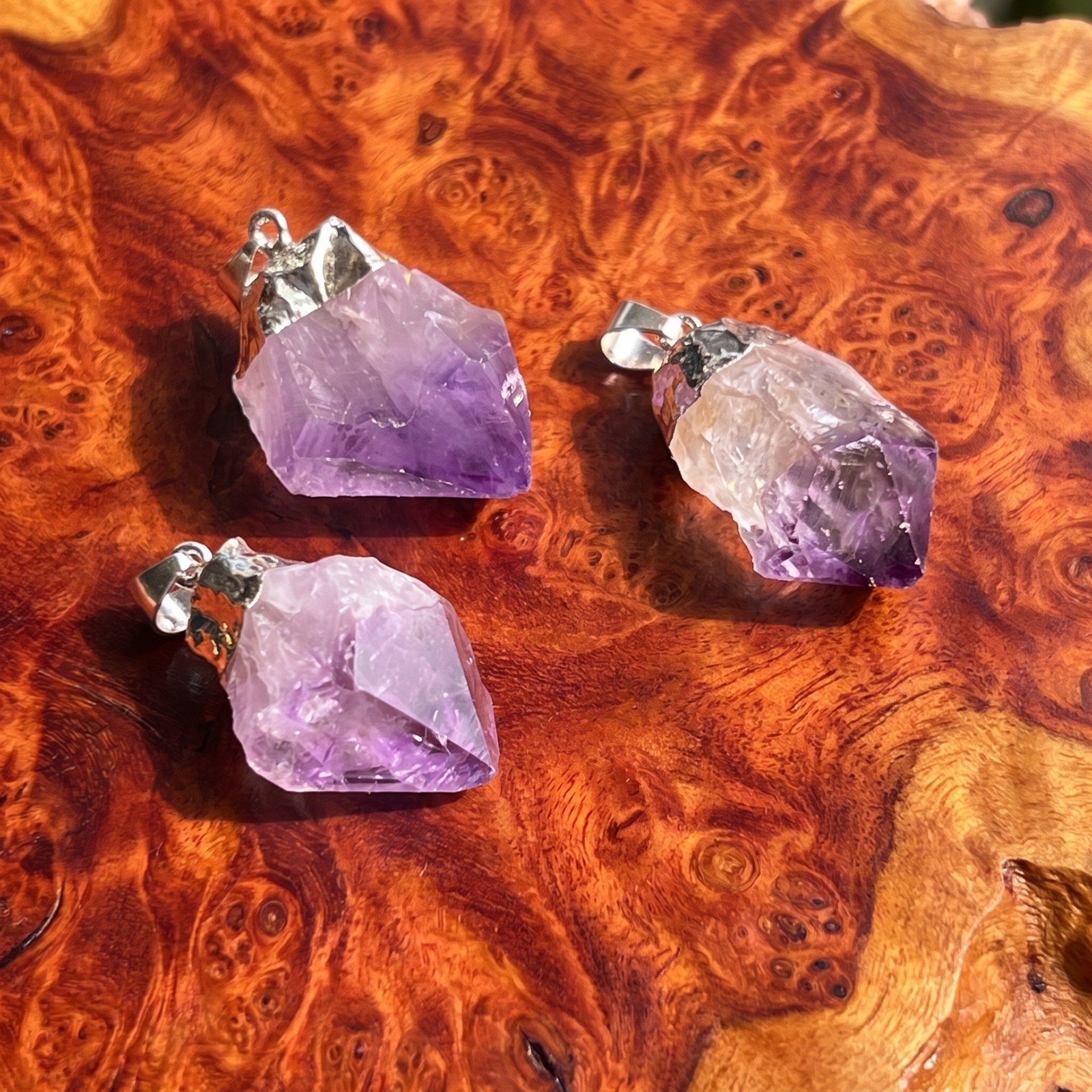Amethyst Crystal Point Pendant (Silver Plated) Wholesale