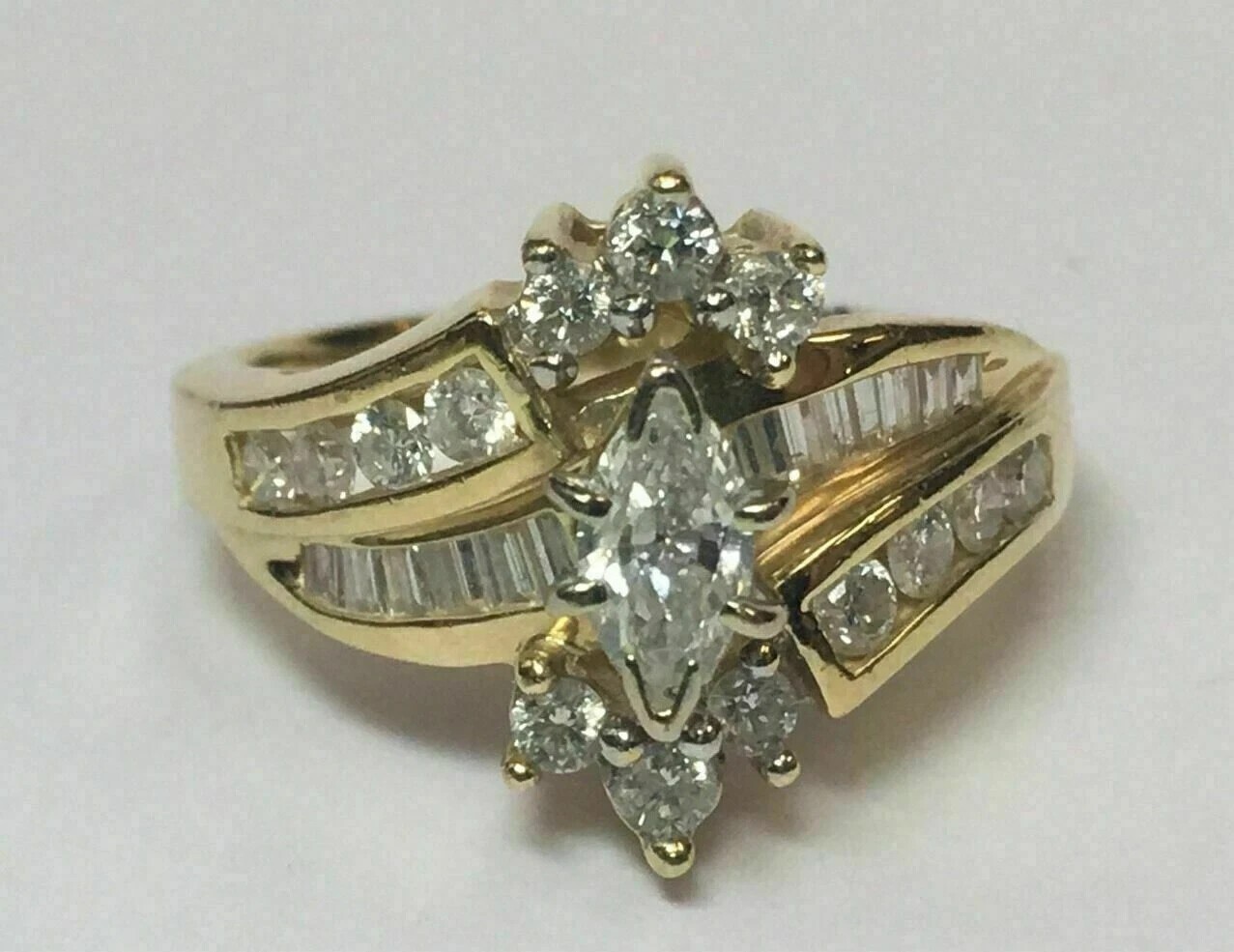 2Ct Marquise Cut Simulated Diamond Cluster Wedding Ring 14K Yellow Gold Plated