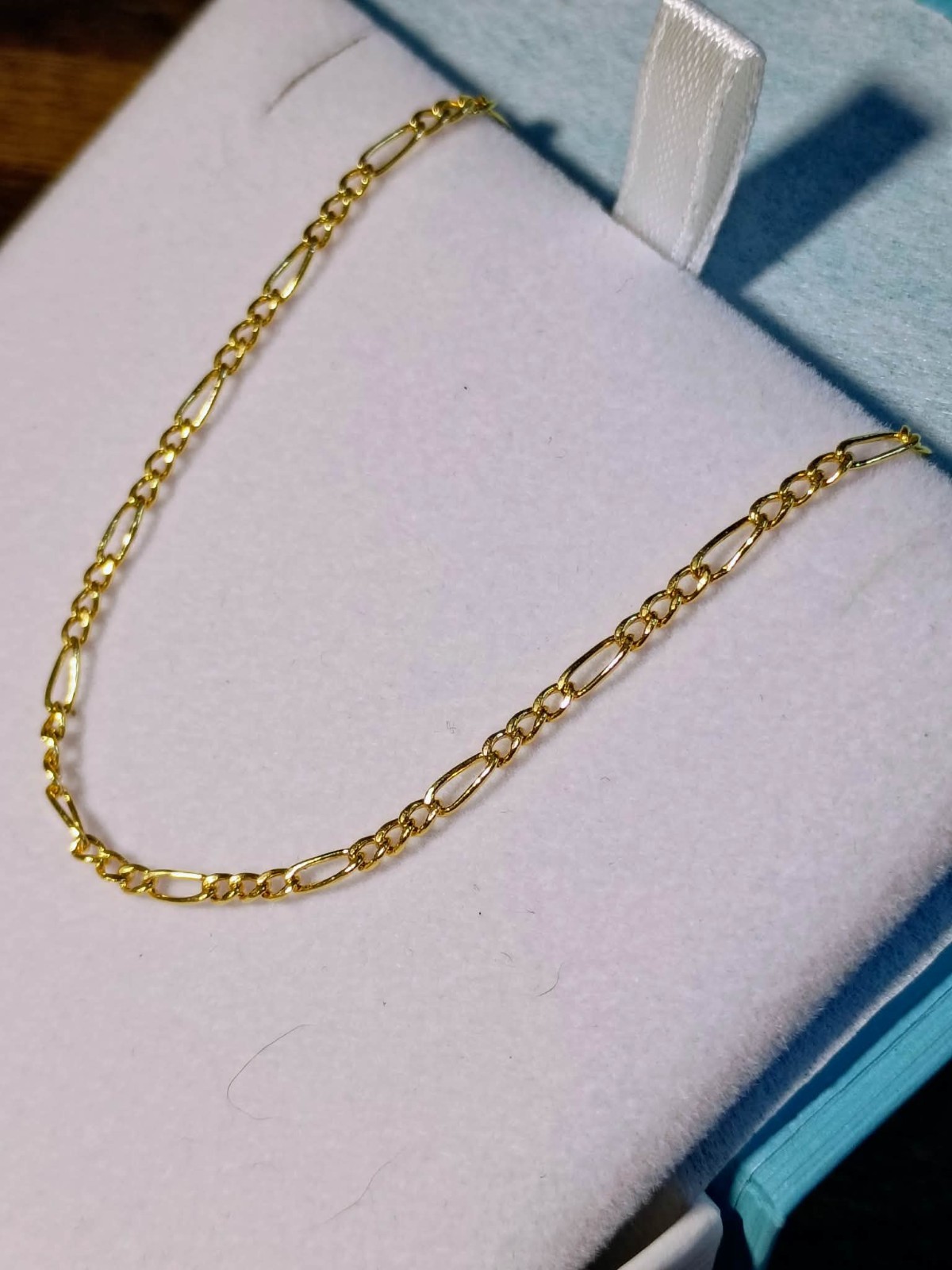 10K Yellow Gold Figaro Link Chain Bracelet – 6 Inches / 0.7g / Spring Ring Clasp