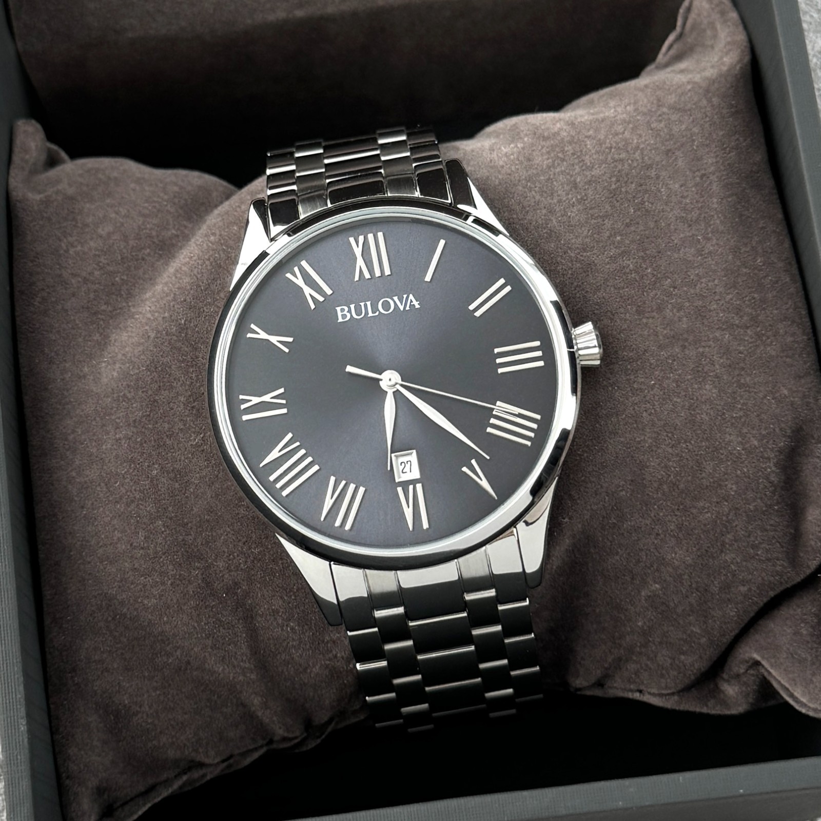 Bulova Classic Collection men Stainless Steel watch Gray Dial Men’s Watch 96B261