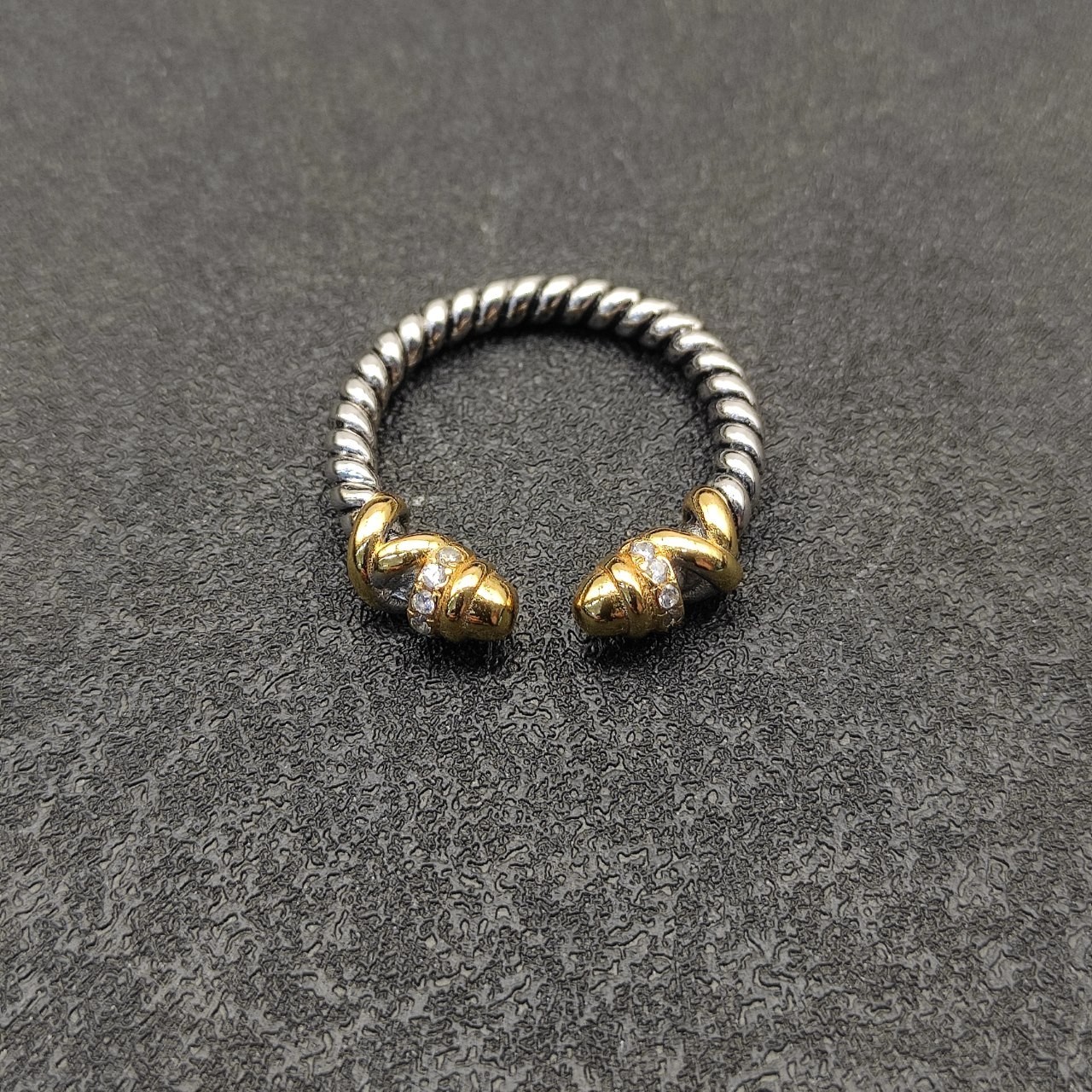 David Yurman Petite Helena Open Ring 925 Silver 18K Gold W Diamonds Size 8