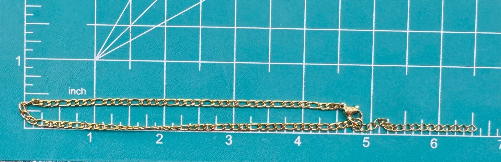 Figaro Link Anklet ~10-11” New 18k Gold over Stainless Steel Waterproof