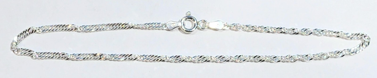 Singapore Ankle Bracelet 10 inch Long 925 Sterling Silver Anklet