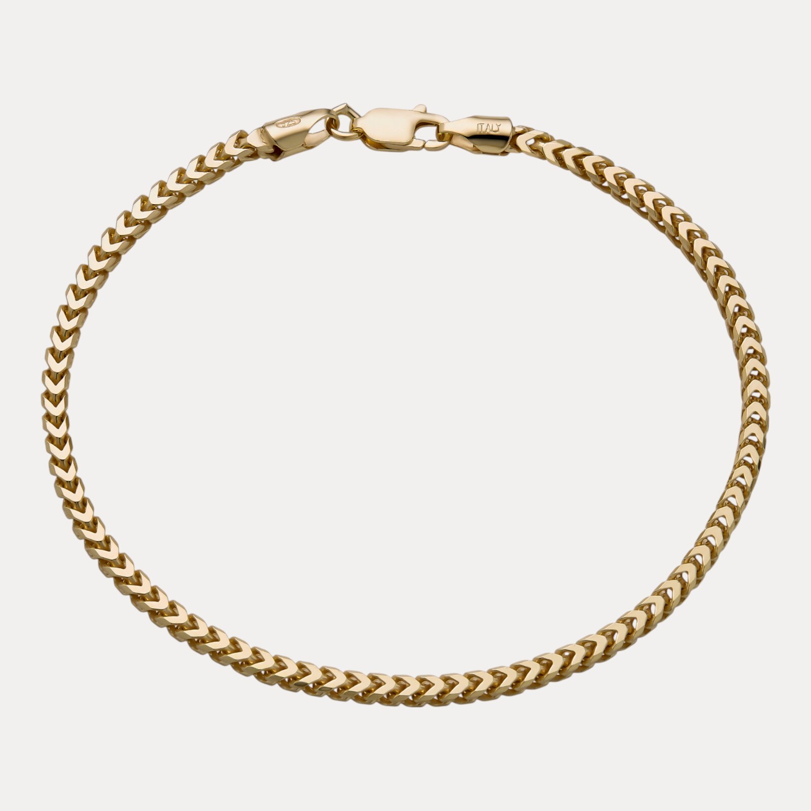 2.5mm Franco Link Bracelet – Real Solid 925 Sterling Silver Or 14k Gold Vermeil