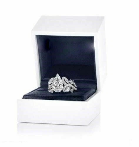 5 CT Pear Shape White Moissanite Wedding Women Fine Ring in 935 Argentium Silver