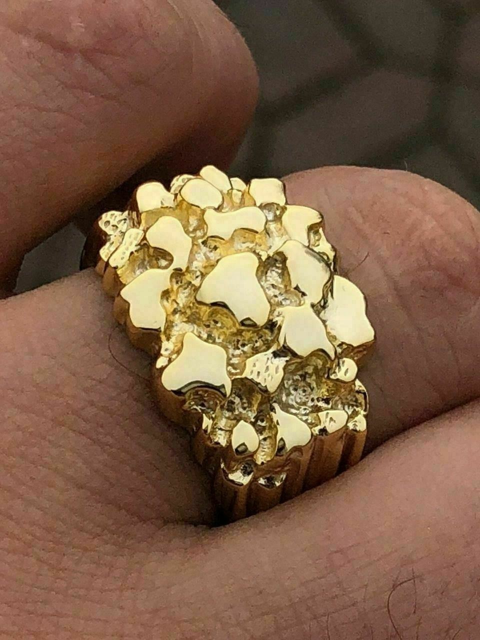 Men’s Solid 10k Yellow Gold Heavy Nugget Ring Size 7 8 9 10 11 12 13 11