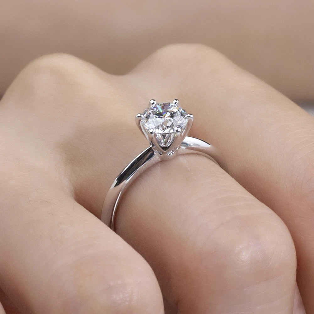 Round Cut D Color Classic Six-prong Ring 1-3ct 925 Silver for Women Jewelry