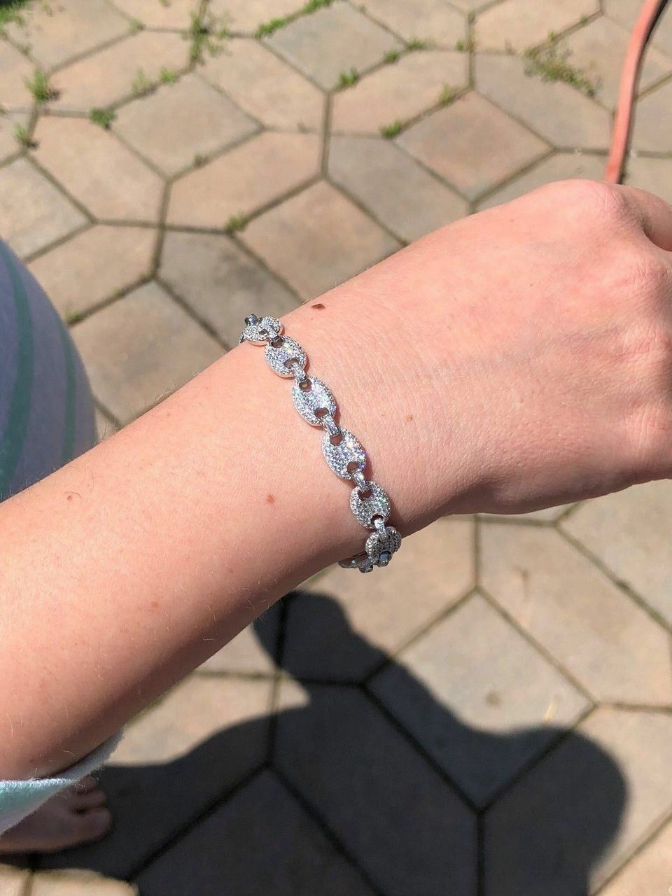 Iced Gucci Link Bracelet Solid 925 Silver Out Moissanite Passes Tester