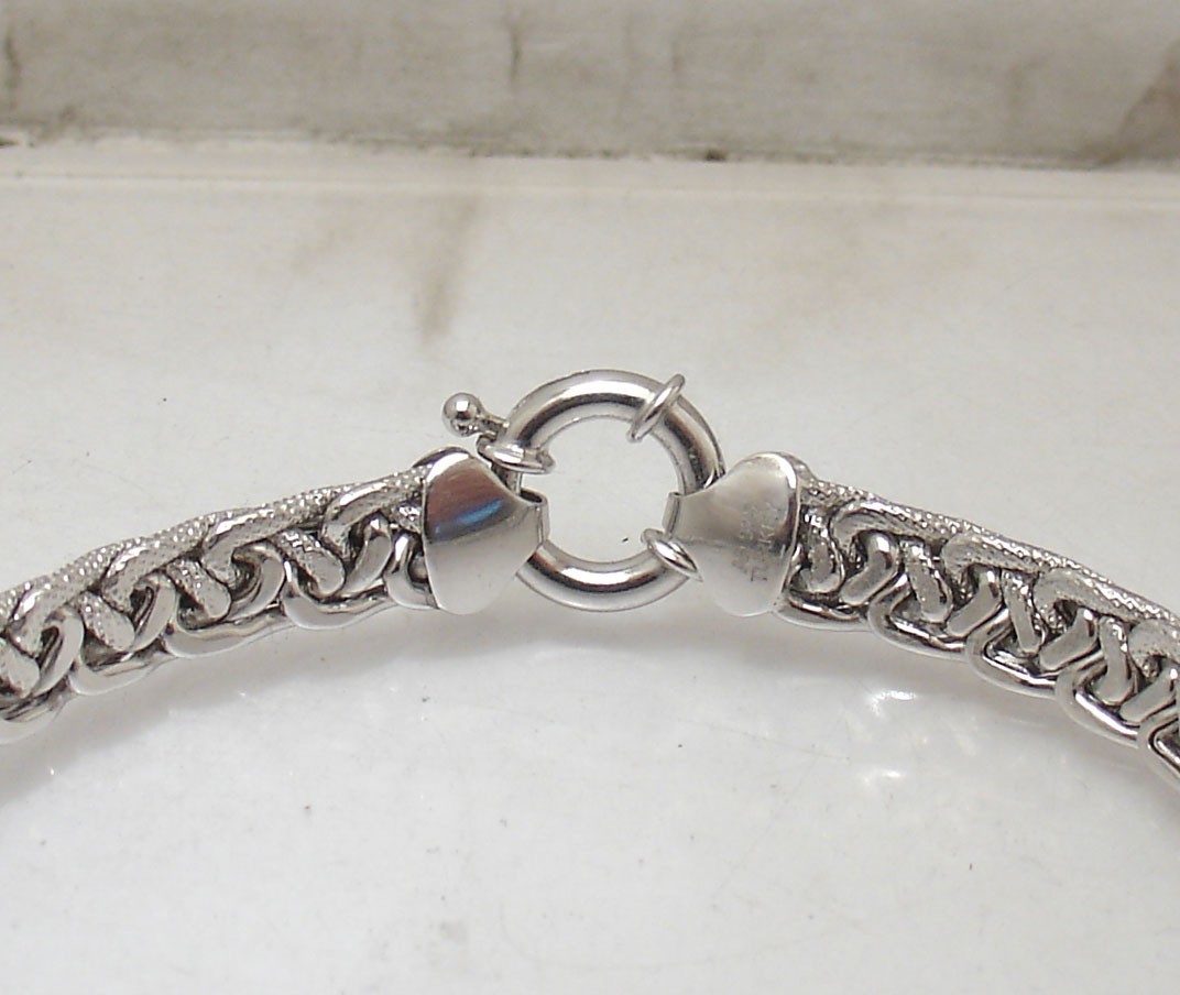 8″ Textured Wheat Spiga Link Chain Bracelet Anti-Tarnish Real Sterling Silver