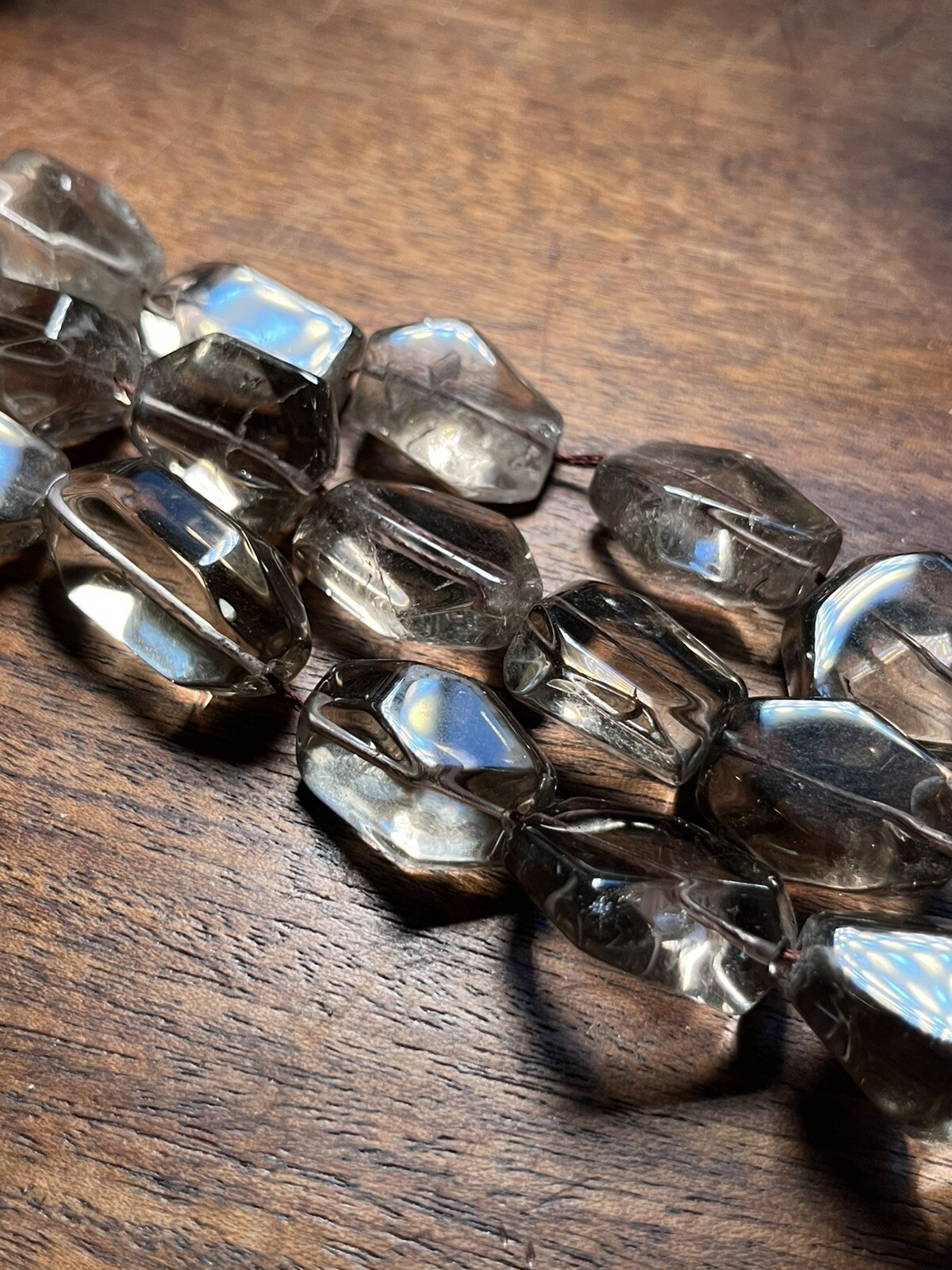 Smoky Quartz 20-30mm Smooth Faceted Nugget 16 Inches Stone Bead 16in Strand