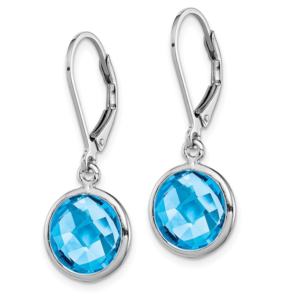 Sterling Silver Rhodium-plated Blue Topaz Earrings 0.55g for Women