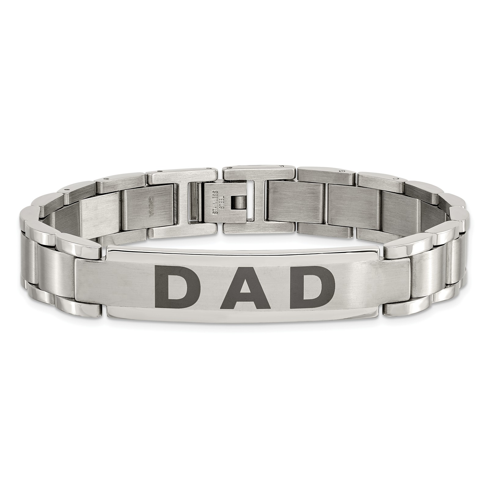 Chisel Stainless Steel Brushed and Polished Lasered DAD 8.75 inch Bracelet SRB92