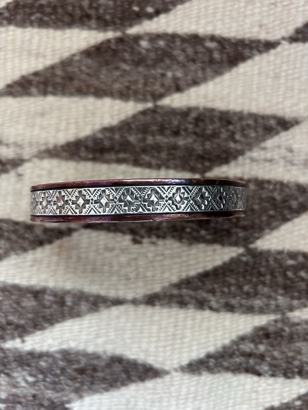 Randy Secatero & Sylvana Apache Navajo Sterling & Copper Cuff Bracelet