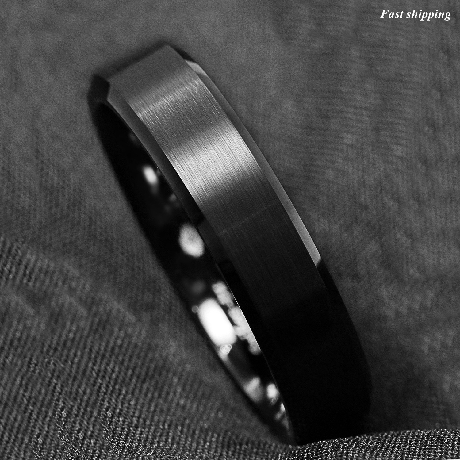 8/6mm Classic Black Brushed Tungsten Carbide Ring Bridal Band ATOP Men’s Jewelry