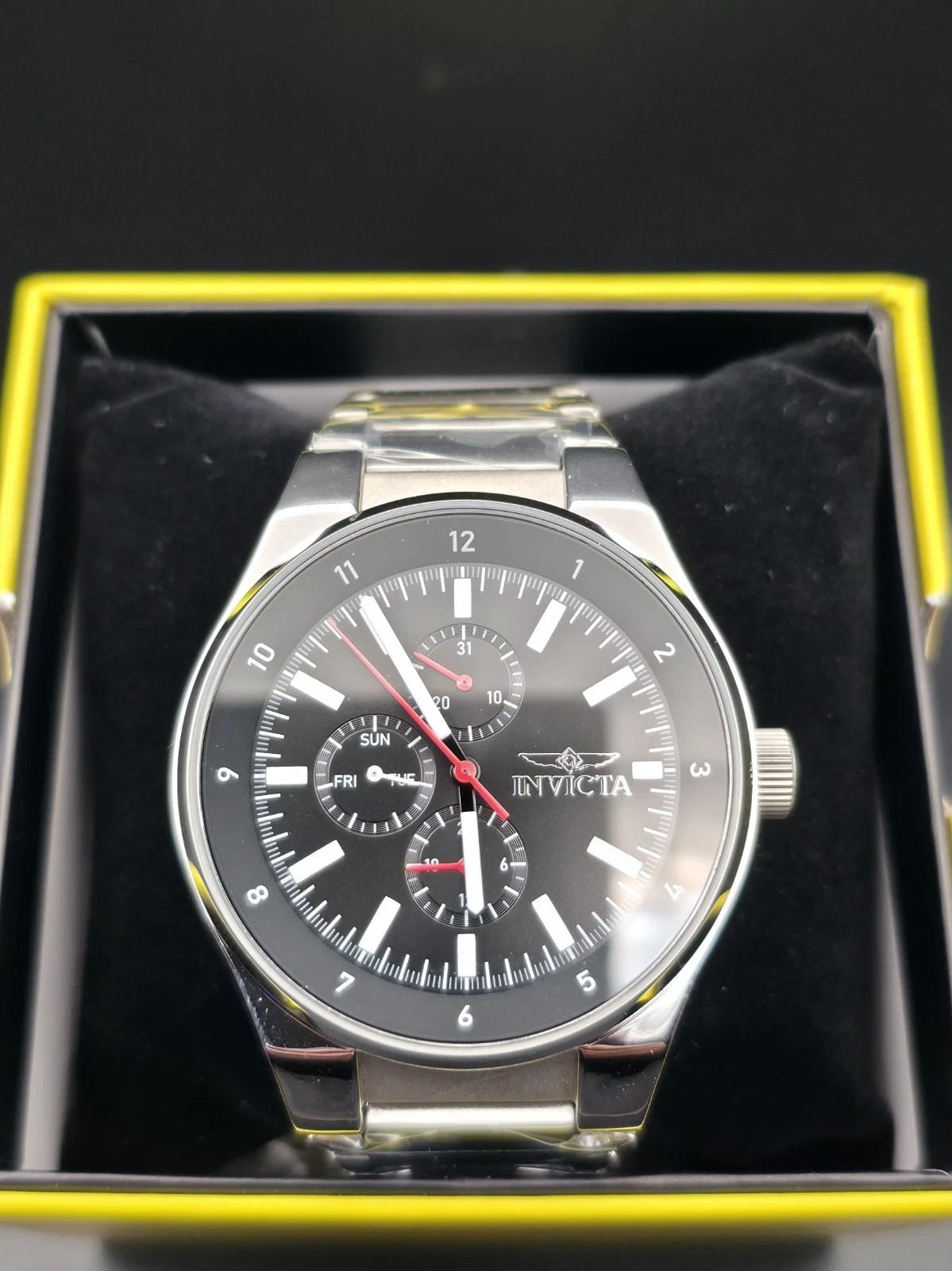 Invicta Racing 47547 Men’s 44mm Black Dial Steel Watch Quartz