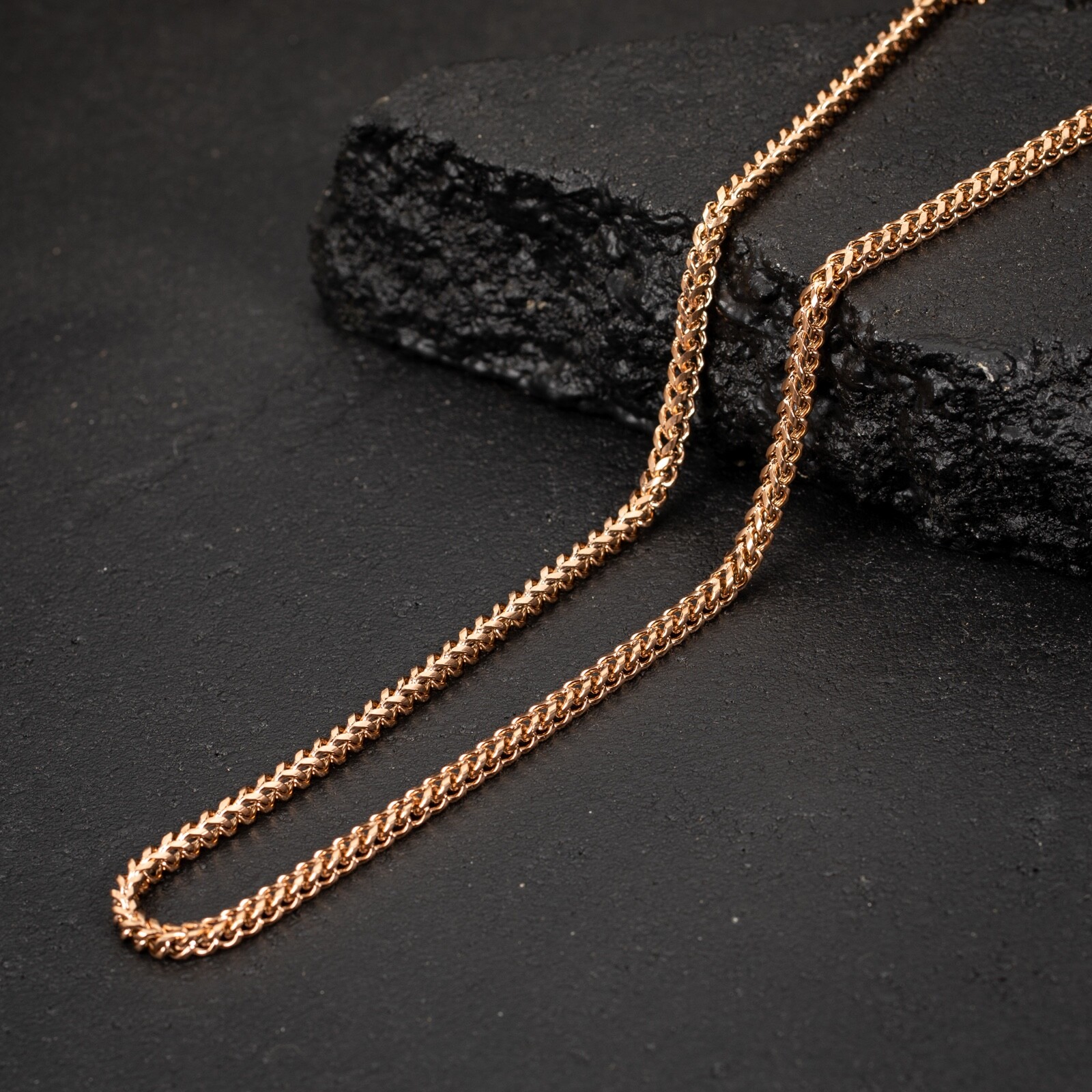 Solid Rose Gold Plated Heavy 316 Stainless Steel 4MM Franco Chain Necklace