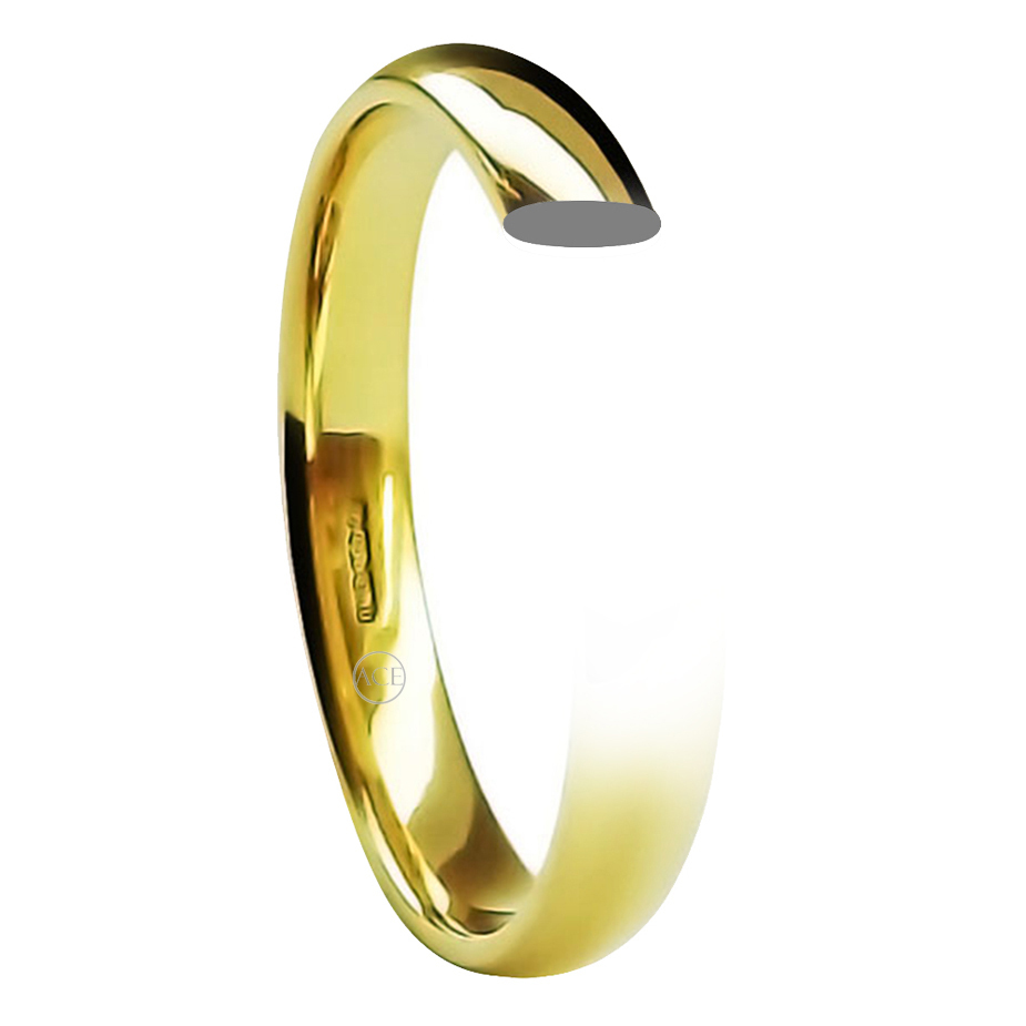 9ct Yellow Gold Blend Court Wedding Rings 2mm 3mm 4mm 5mm 6mm UK HM 1.3mm Deep