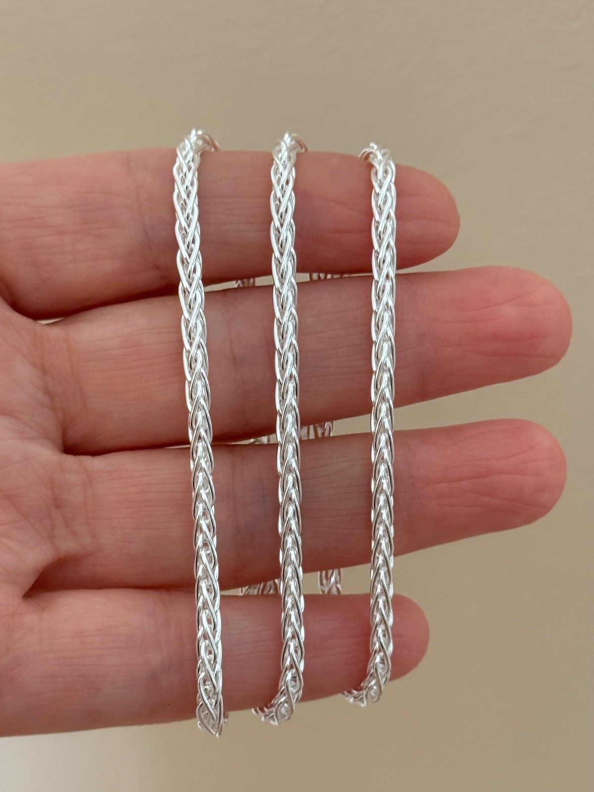 925 Spiga Wheat Chain Necklace ( 3.5MM ) High Polished
