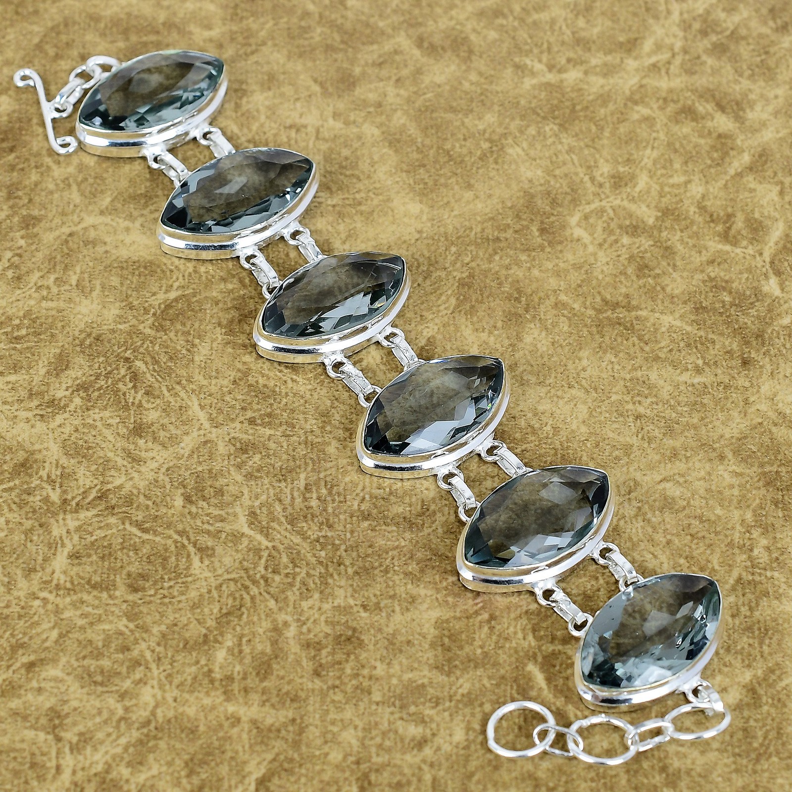Natural Alexandrite Gemstone Bracelet 925 Sterling Silver Gift Marquise Jewelry