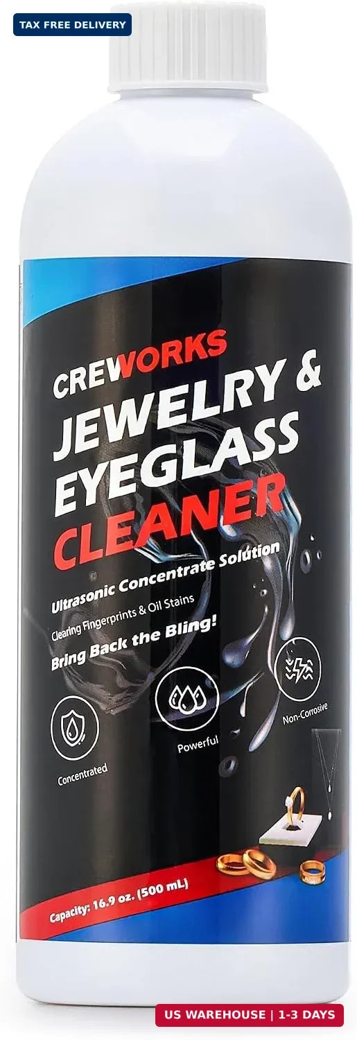 CREWORKS 17 fl oz Jewelry Cleaner Solution for Ultrasonic Cleaner Liquid | 1:40