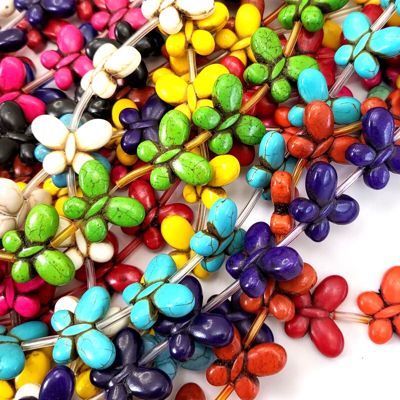 Butterfly Pendant Gemstone Bead Howlite Turquoise 15″ 20mm 35mm Summer Charm