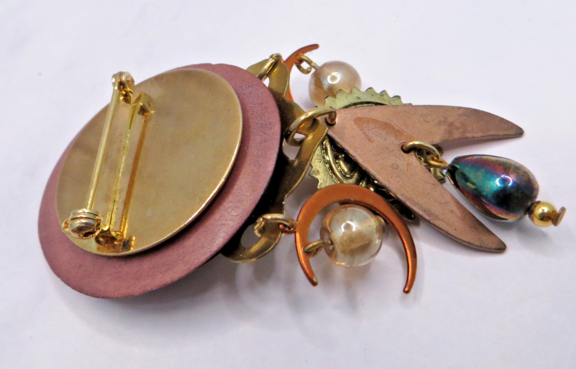 2 Mixed Metals Copper Abstract Steampunk Style Pin Lot #1298