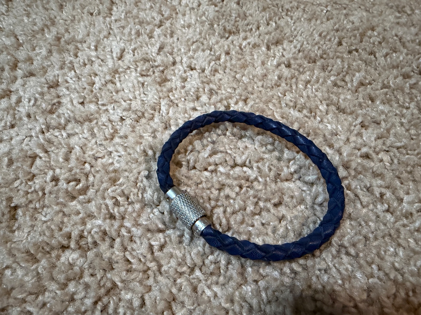 Polo Ralph Lauren classic blue leather braided gray bracelet wrist strap 1967 RL