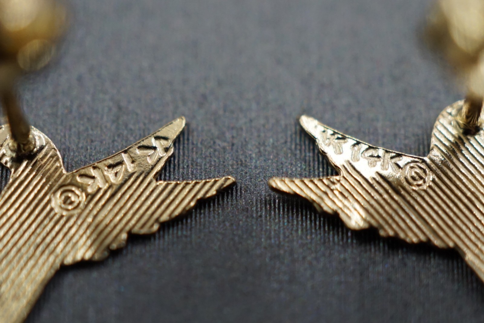 Solid 14K Yellow Gold Hummingbird Diamond Cut Stud Earrings!! (#1206408)