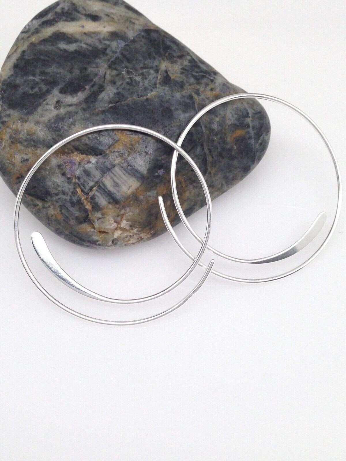 925 Sterling Silver Swirl Spiral Threader Hoop Earrings Thin Wire 30mm(1.18″)