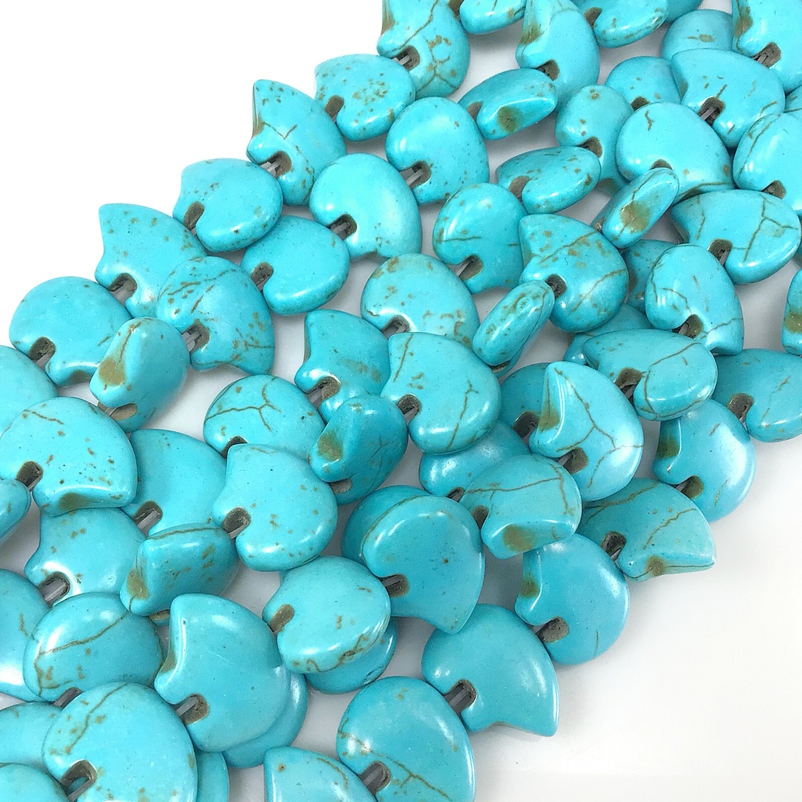 Natural Blue Howlite Zuni Bear Beads AA Magnesite Turquoise Bead 15″ Strand 21mm