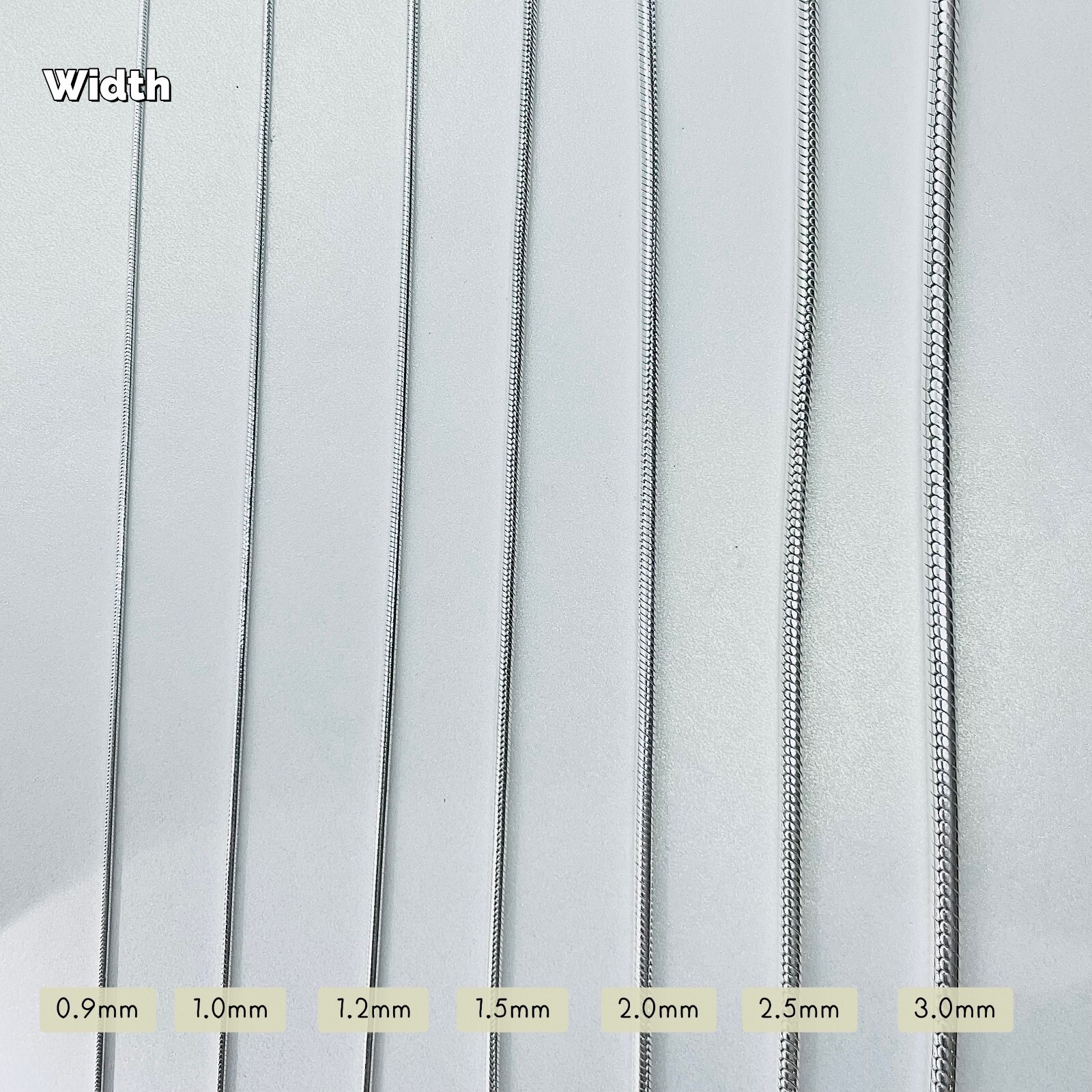 Sterling Silver Snake Chain Necklaces & Bracelets Width 0.9-3mm Length 7-30 Inch