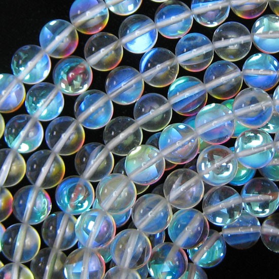 White Mystic Aura Quartz Round Beads Gemstone 14.5″ Strand 6mm 8mm 10mm
